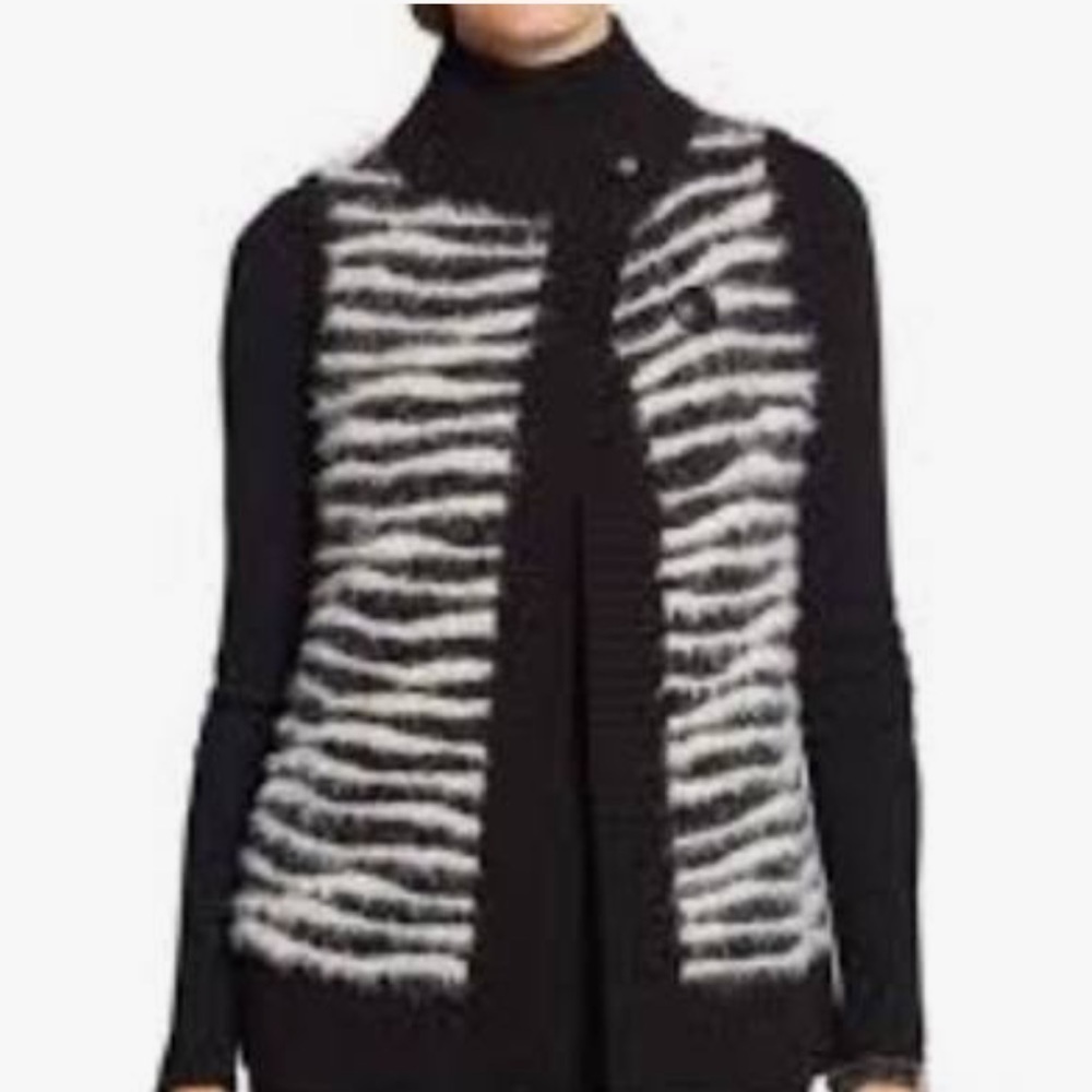 Chico’s Mohair Wool Blend Fuzzy Animal Print Vest Size (S/4)